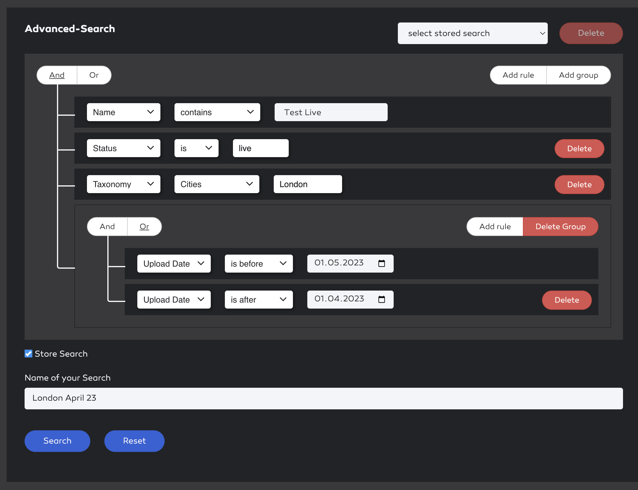 Save search for multiple use of the query.