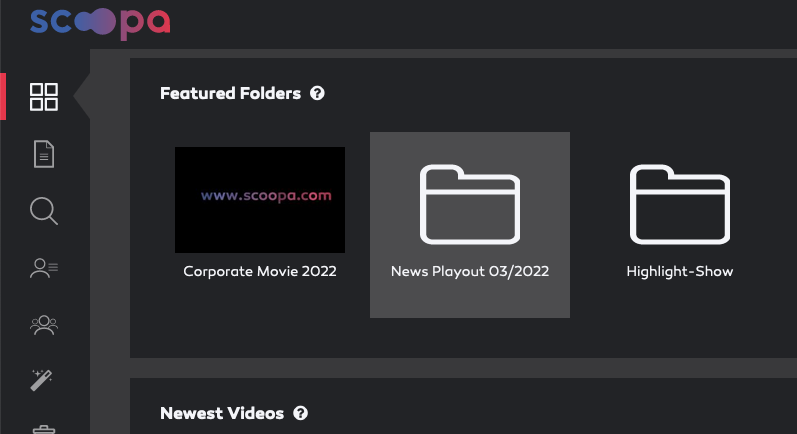 Dashboard with featured folders.