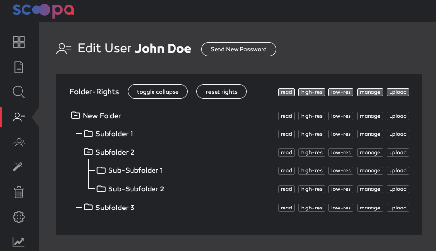 Edit user-rights in scoopa.