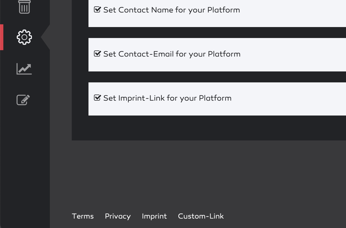 Footer links inside the platform.