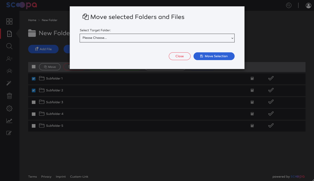 Move folder dialogue.