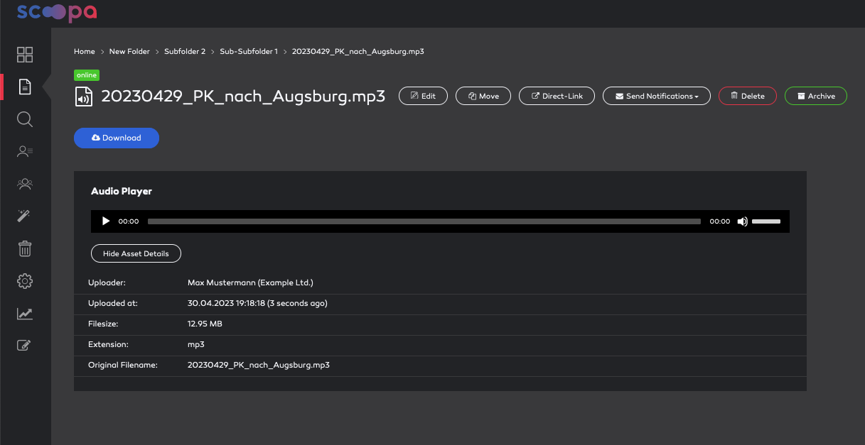 Audio preview.