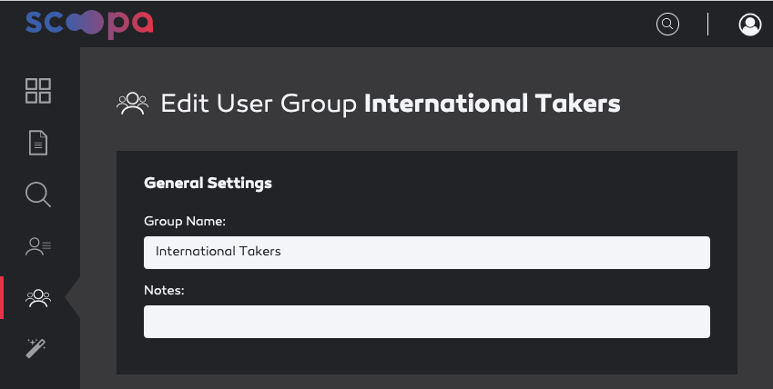 Edit user group - general settings.