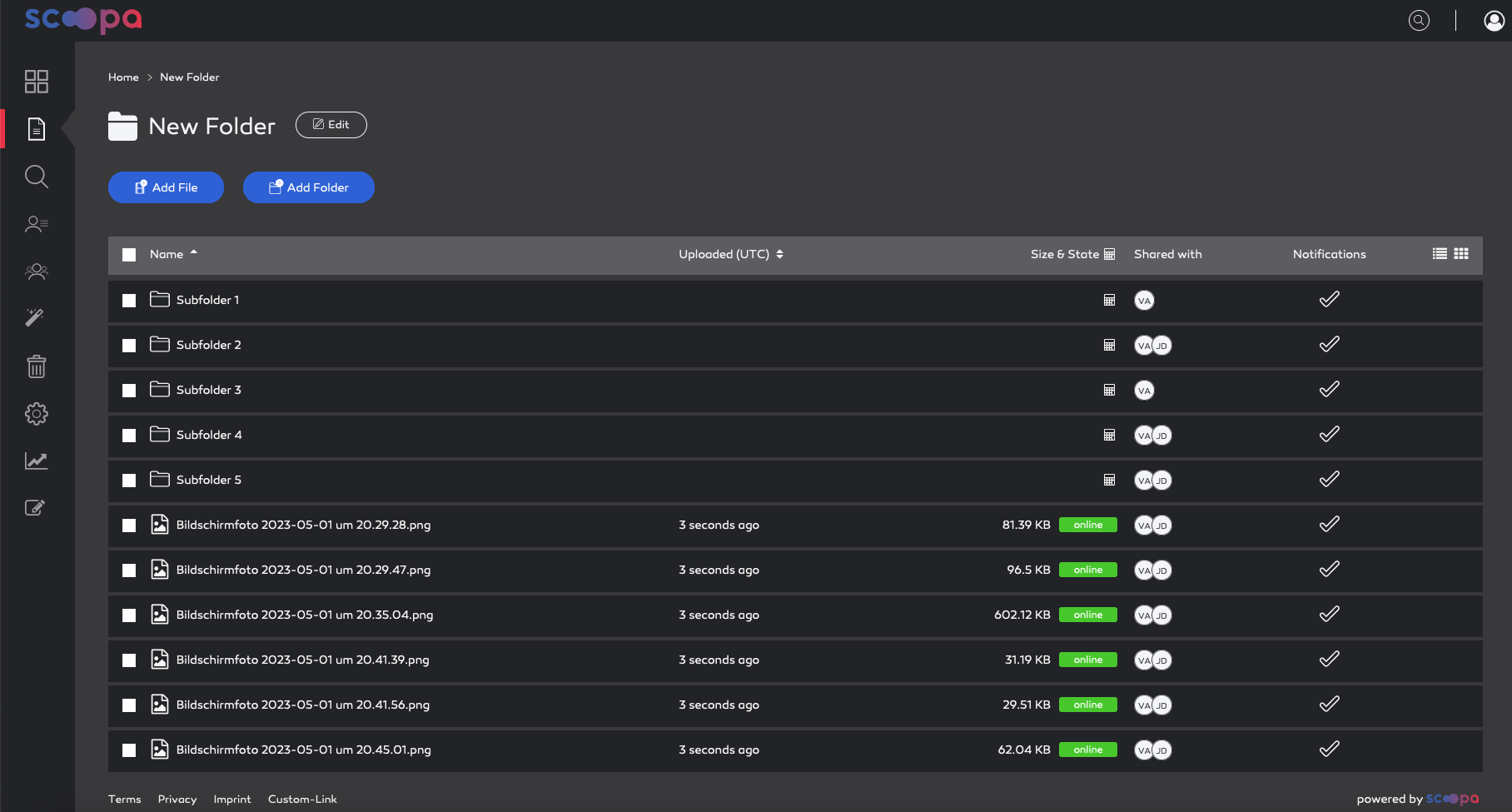 list view.