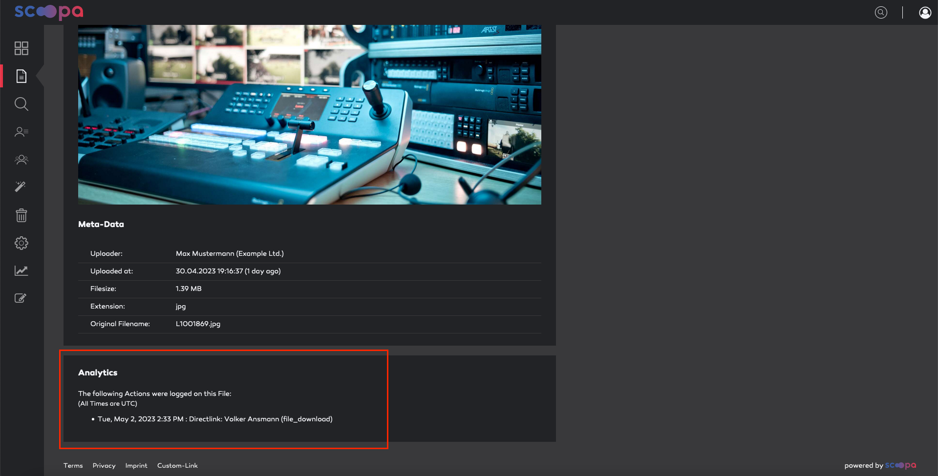 File view with highlighted analytics.