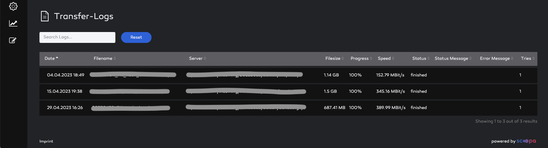 Example of FTP transfer-logs.