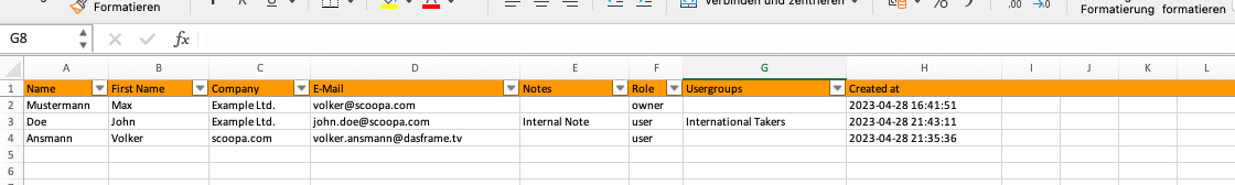 User Export.